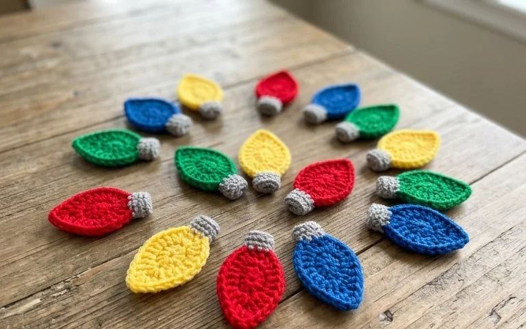 Free Crochet Christmas Lights Applique Pattern Video