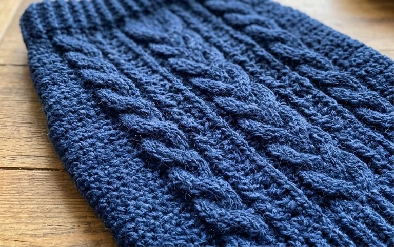 Cabled Crochet Dog Sweater