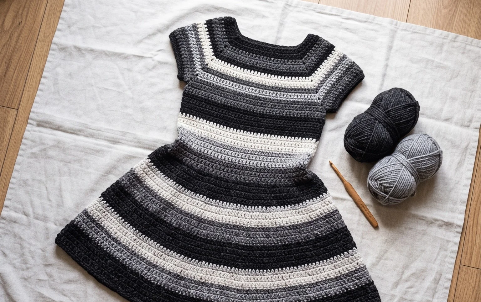 Easy Monochrome Black Flared Mini Dress Free Pattern