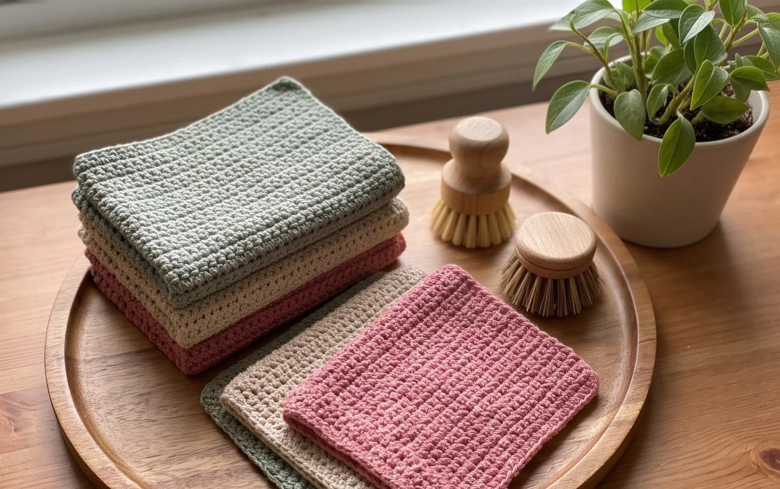 Easy Lined Simplicity Crochet Dishcloth: Free Pattern